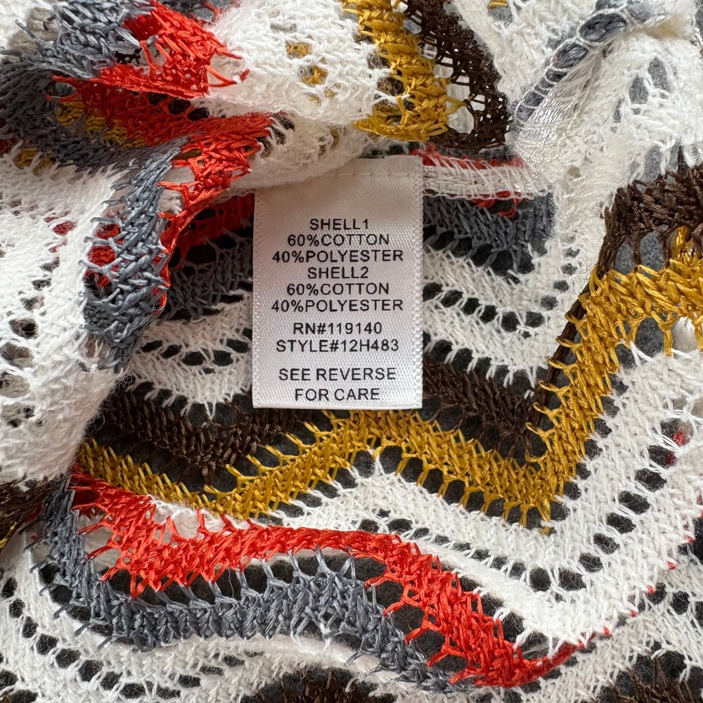 Double Zero Crochet Knit Tank Top Sz. M. Chevron Pattern Button Front Multicolor - Picture 5 of 9